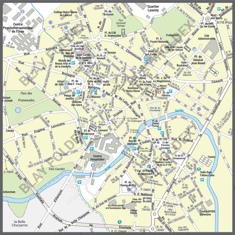 Poster de ville - Alençon (70 x 70 cm) | Blay Foldex carte murale hors dimensions Blay Foldex 
