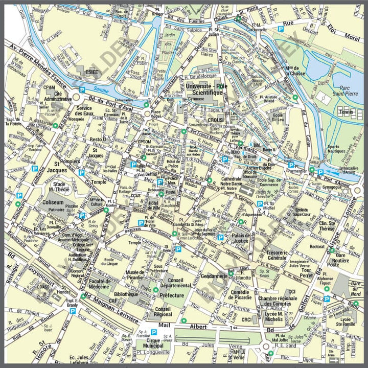 Poster de ville - Amiens (100 x 70 cm) | Blay Foldex carte murale hors dimensions Blay Foldex 