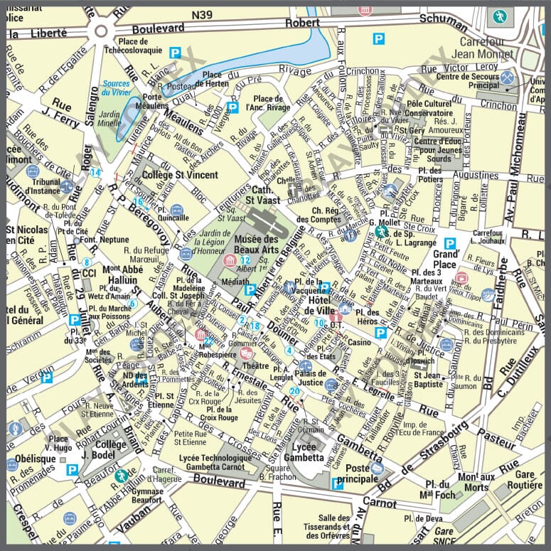Poster de ville - Arras (100 x 70 cm) | Blay Foldex carte murale hors dimensions Blay Foldex 