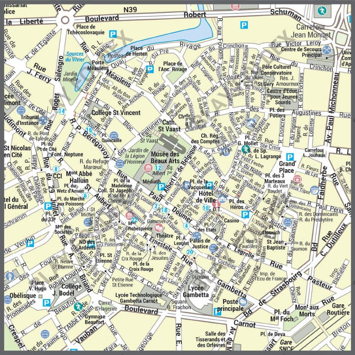 Poster de ville - Arras (100 x 70 cm) | Blay Foldex carte murale hors dimensions Blay Foldex 