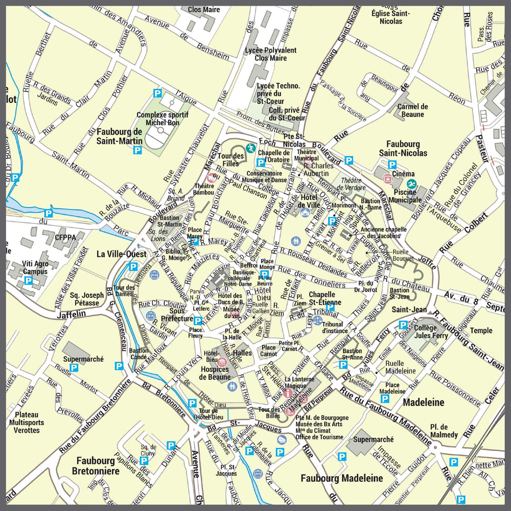 Poster de ville - Beaune (70 x 100 cm) | Blay Foldex carte murale hors dimensions Blay Foldex 