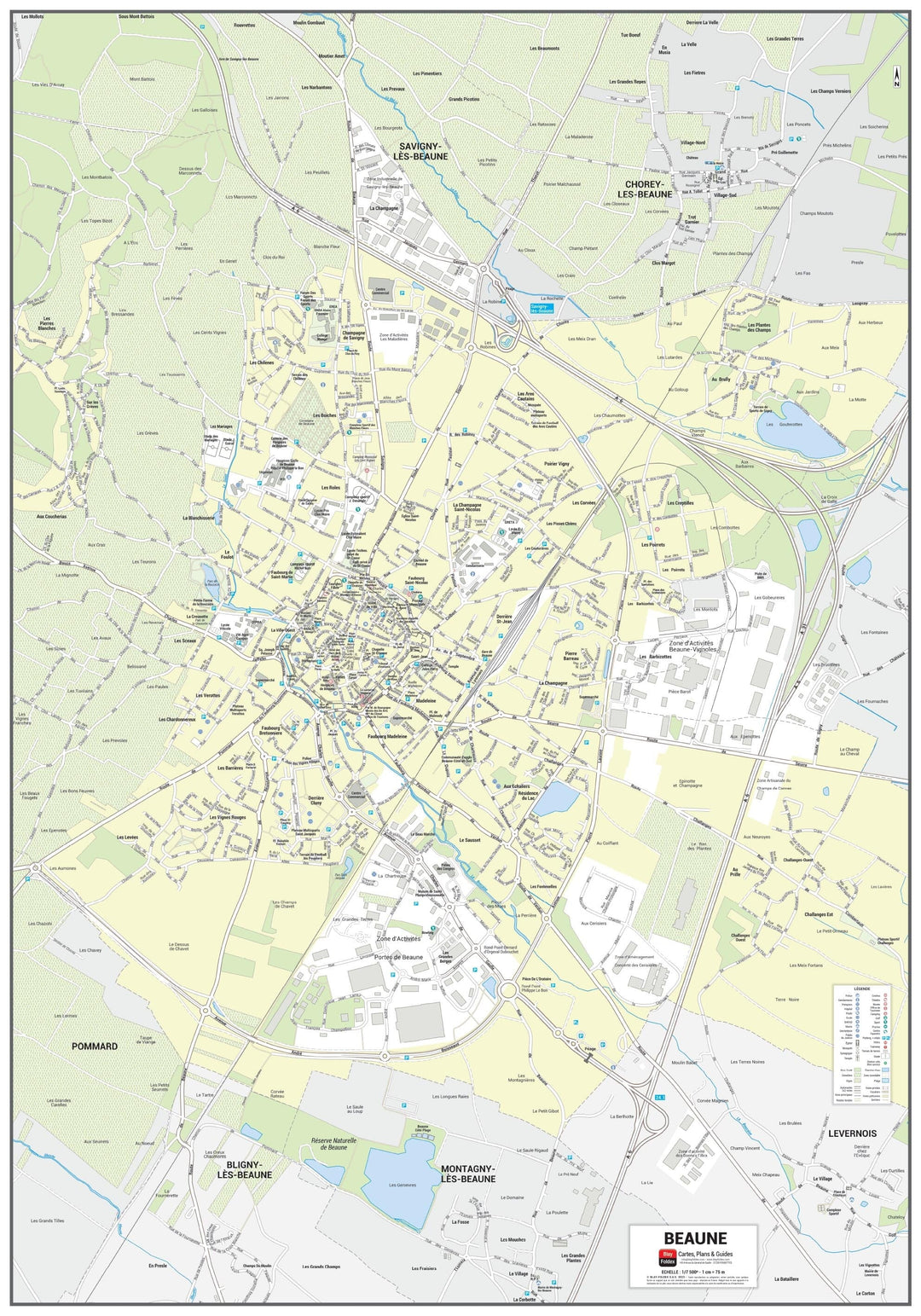 Poster de ville - Beaune (70 x 100 cm) | Blay Foldex carte murale hors dimensions Blay Foldex 