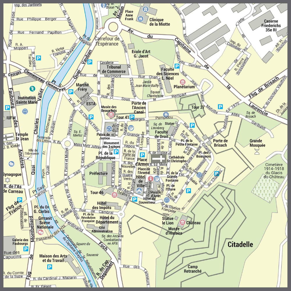 Poster de ville - Belfort (70 x 100 cm) | Blay Foldex carte murale hors dimensions Blay Foldex 