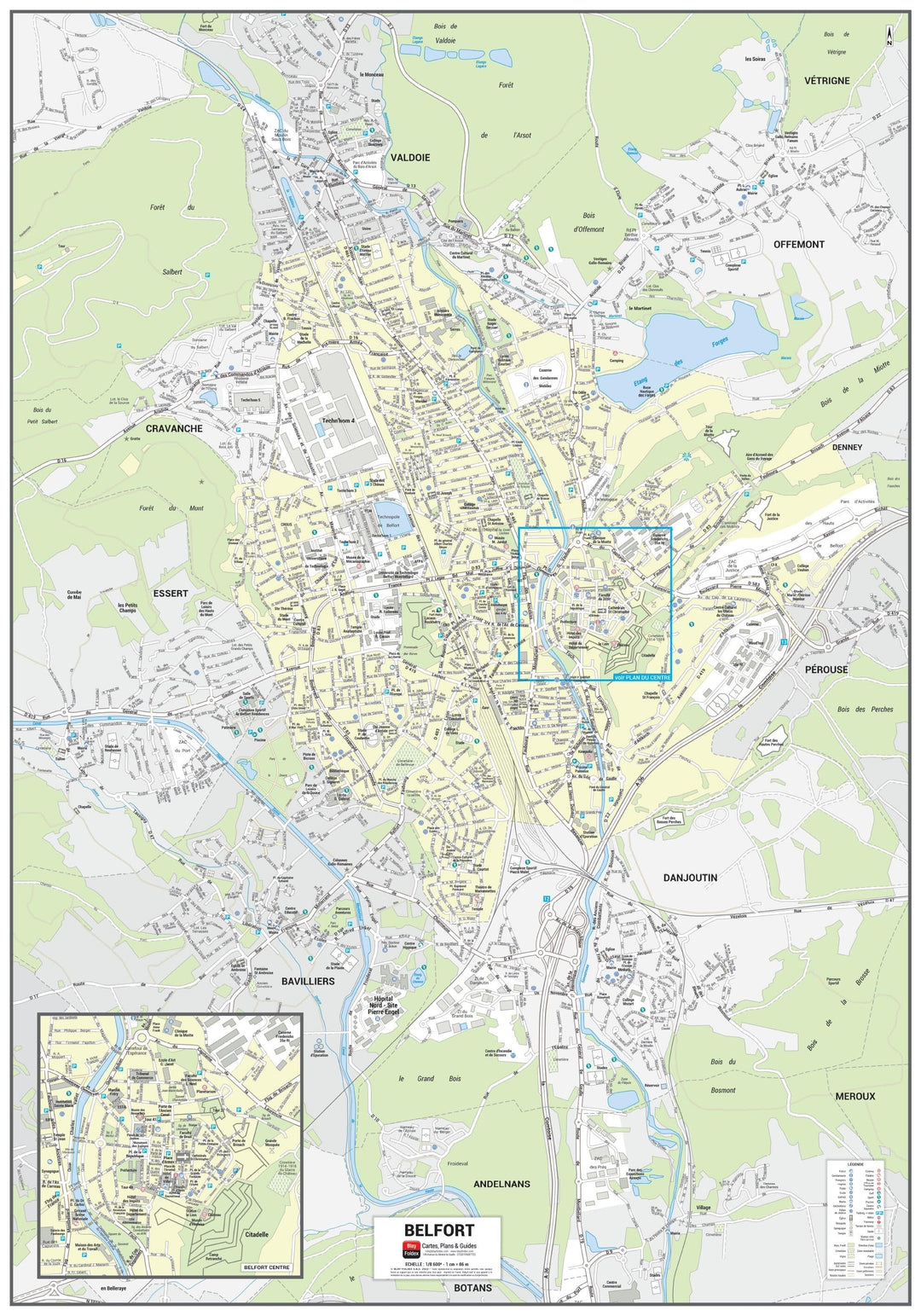 Poster de ville - Belfort (70 x 100 cm) | Blay Foldex carte murale hors dimensions Blay Foldex 