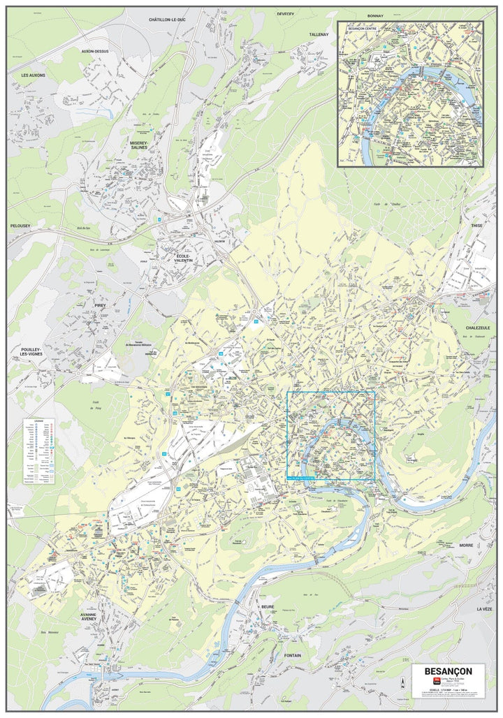 Poster de ville - Besançon (100 x 70 cm) | Blay Foldex carte murale hors dimensions Blay Foldex 