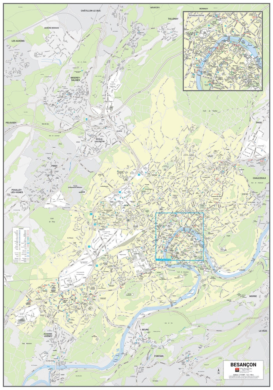 Poster de ville - Besançon (100 x 70 cm) | Blay Foldex carte murale hors dimensions Blay Foldex 