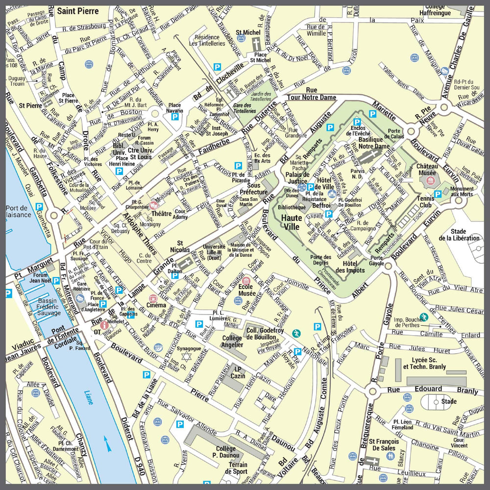 Poster de ville - Boulogne-sur-Mer (70 x 70 cm) | Blay Foldex carte murale hors dimensions Blay Foldex 