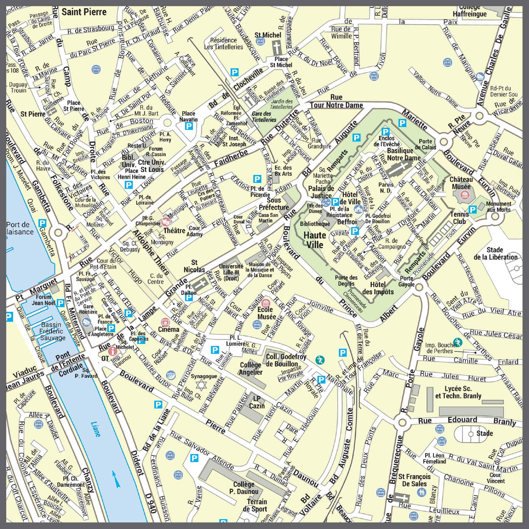 Poster de ville - Boulogne-sur-Mer (70 x 70 cm) | Blay Foldex carte murale hors dimensions Blay Foldex 