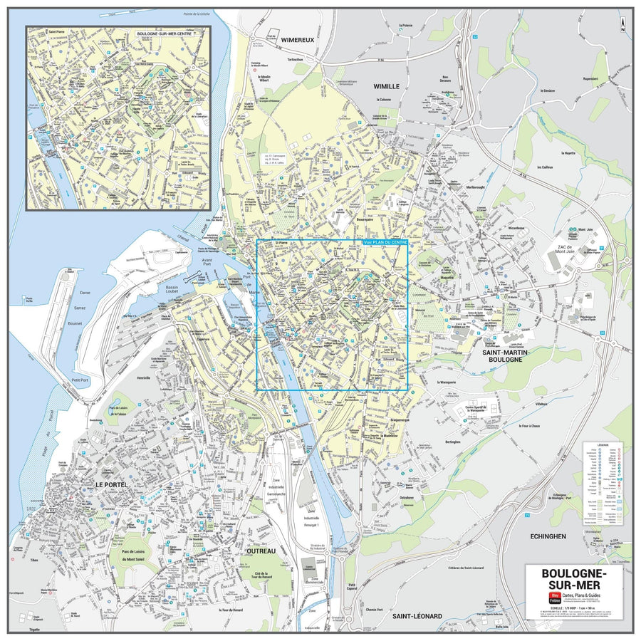 Poster de ville - Boulogne-sur-Mer (70 x 70 cm) | Blay Foldex carte murale hors dimensions Blay Foldex 