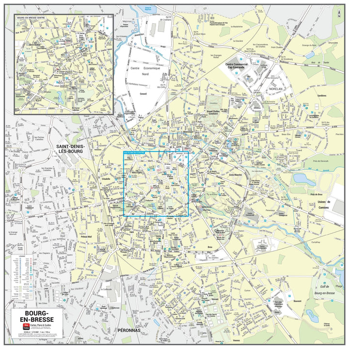 Poster de ville - Bourg-en-Bresse (70 x 70 cm) | Blay Foldex carte murale hors dimensions Blay Foldex 
