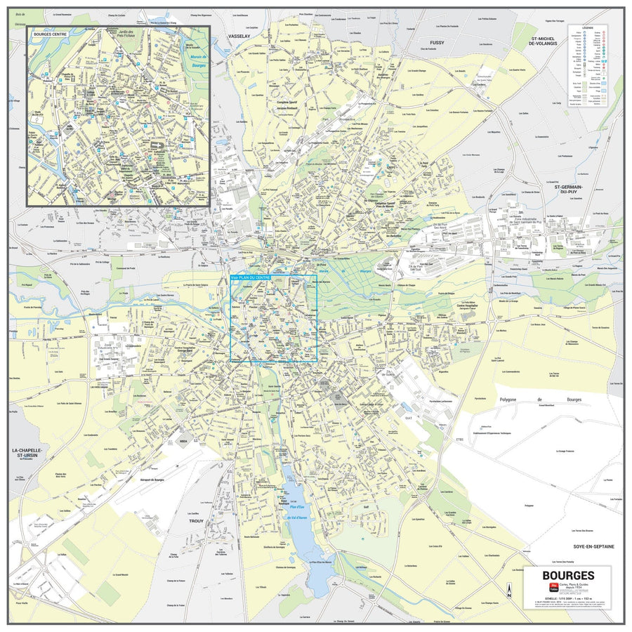 Poster de ville - Bourges (70 x 70 cm) | Blay Foldex carte murale hors dimensions Blay Foldex 