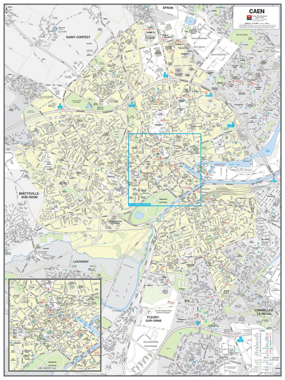 Poster de ville - Caen (60 x 80 cm) | Blay Foldex carte murale hors dimensions Blay Foldex 