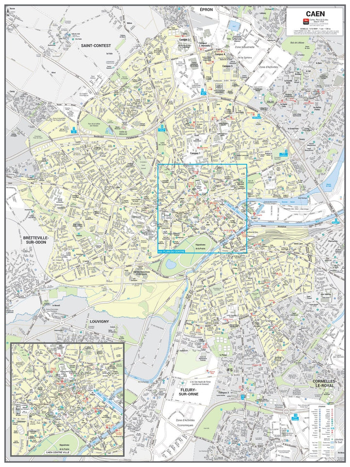 Poster de ville - Caen (60 x 80 cm) | Blay Foldex carte murale hors dimensions Blay Foldex 