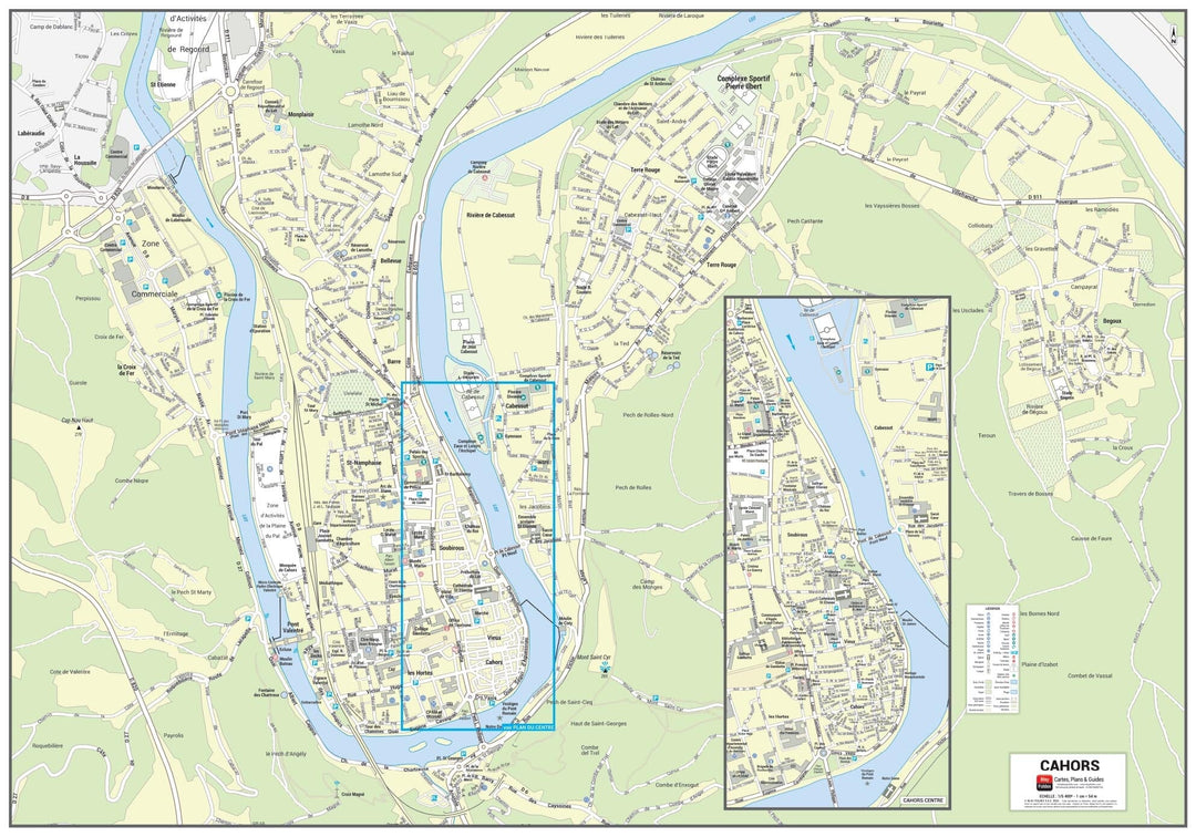 Poster de ville - Cahors (100 x 70 cm) | Blay Foldex carte murale hors dimensions Blay Foldex 