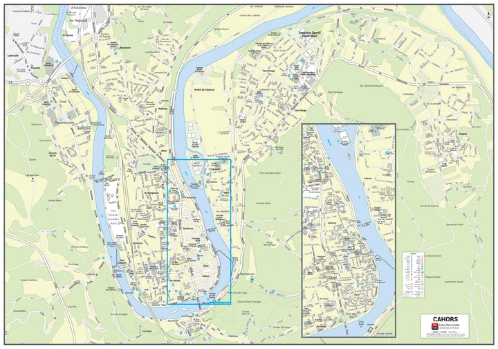 Poster de ville - Cahors (100 x 70 cm) | Blay Foldex carte murale hors dimensions Blay Foldex 