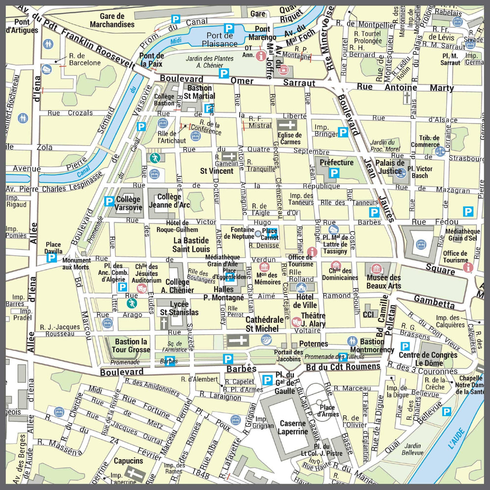 Poster de ville - Carcassonne (100 x 70 cm) | Blay Foldex carte murale hors dimensions Blay Foldex 