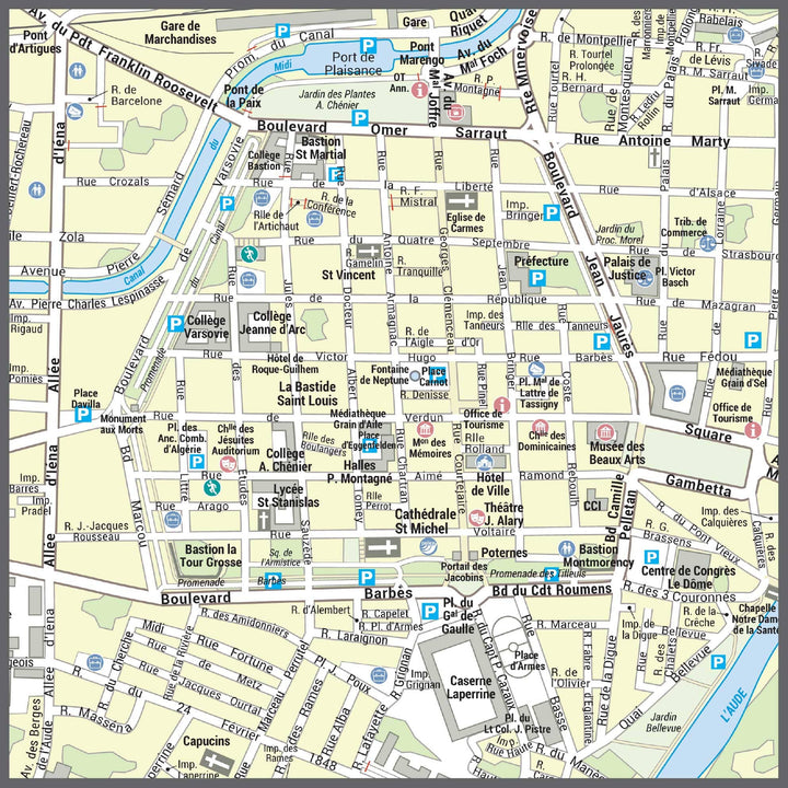 Poster de ville - Carcassonne (100 x 70 cm) | Blay Foldex carte murale hors dimensions Blay Foldex 