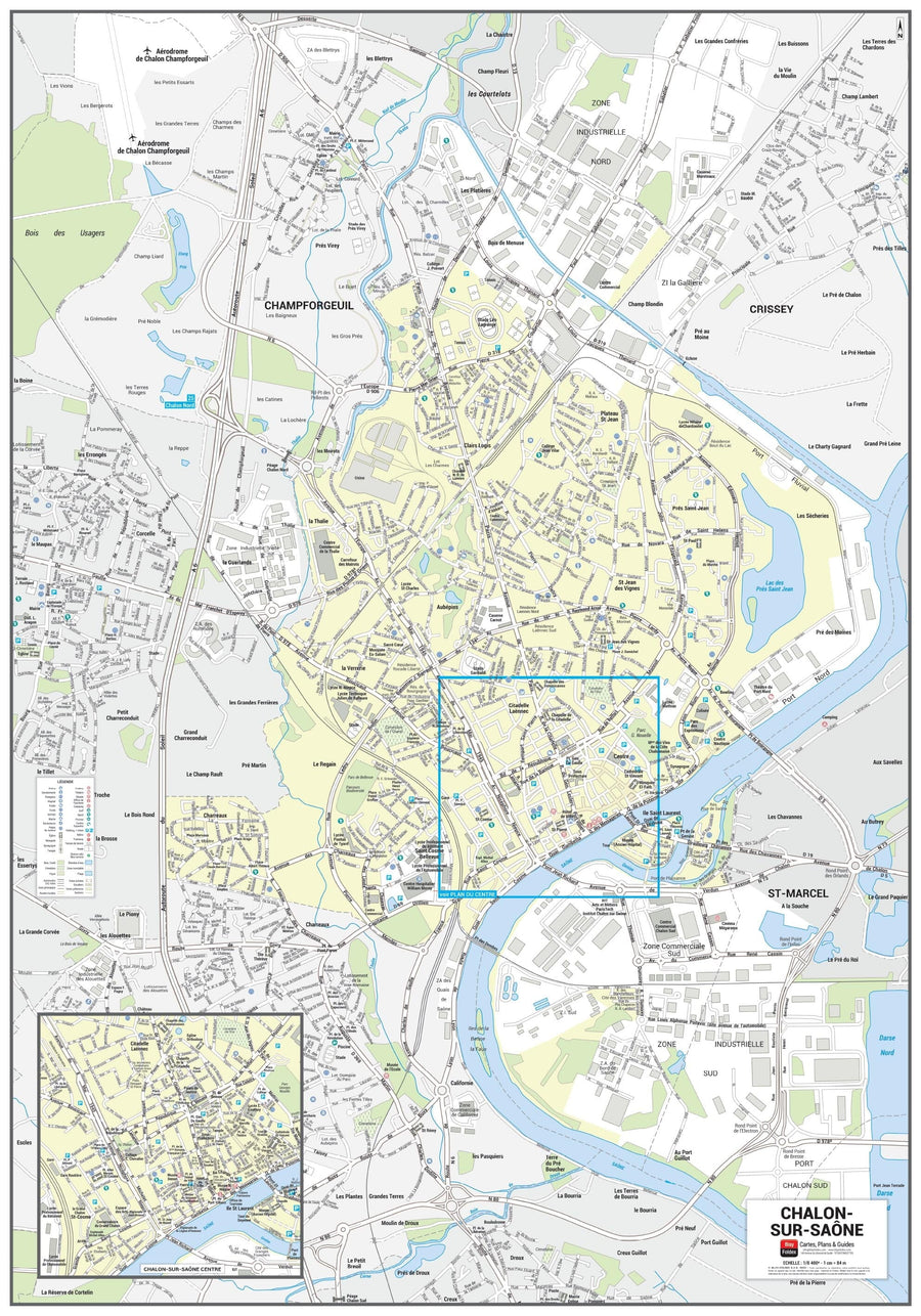 Poster de ville - Chalon-sur-Saône (70 x 100 cm) | Blay Foldex carte murale hors dimensions Blay Foldex 