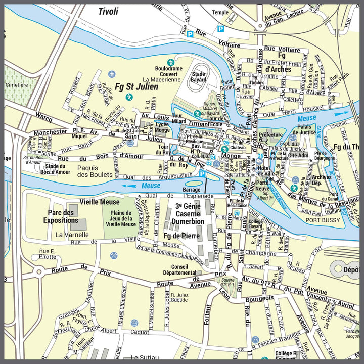 Poster de ville - Charleville-Mézières (70 x 100 cm) | Blay Foldex carte murale hors dimensions Blay Foldex 