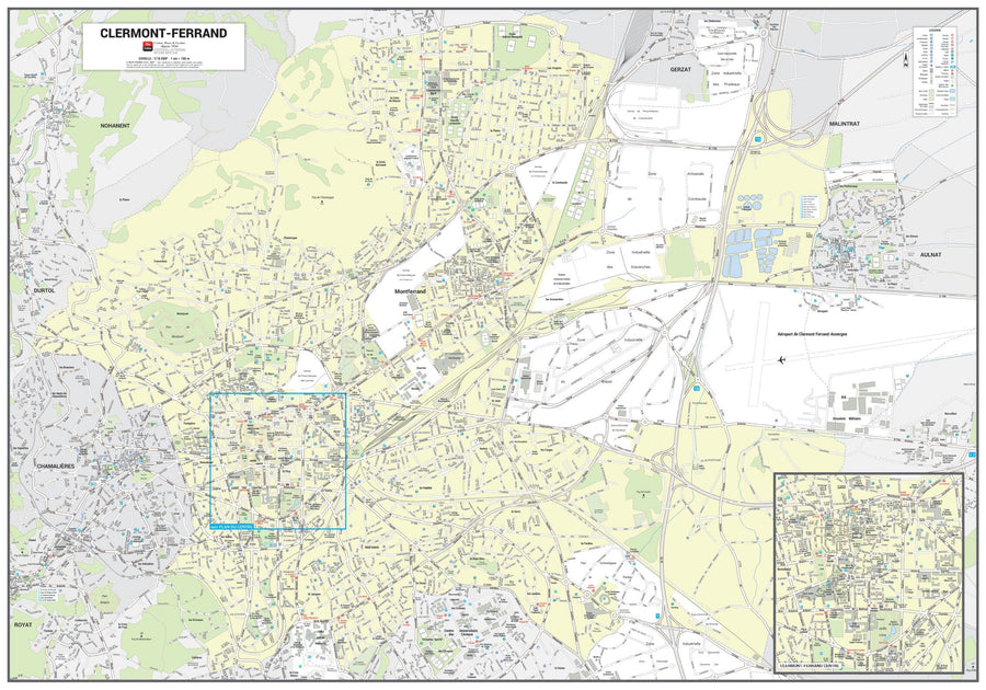 Poster de ville - Clermont-Ferrand (100 x 70 cm) | Blay Foldex carte murale hors dimensions Blay Foldex 