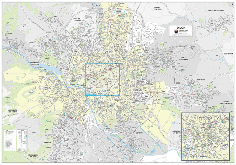 Poster de ville - Dijon (100 x 70 cm) | Blay Foldex carte murale hors dimensions Blay Foldex 
