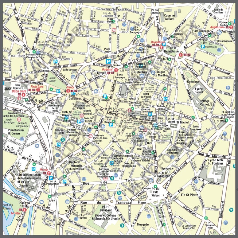 Poster de ville - Dijon (100 x 70 cm) | Blay Foldex carte murale hors dimensions Blay Foldex 