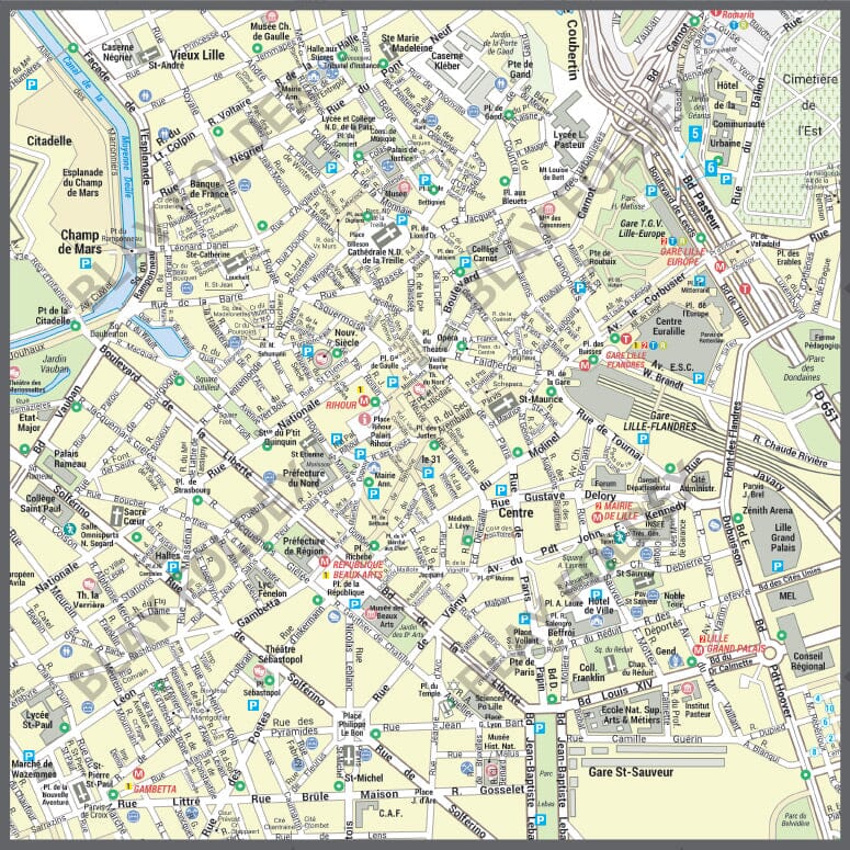 Poster de ville - Lille (105 x 70 cm) | Blay Foldex carte murale hors dimensions Blay Foldex 