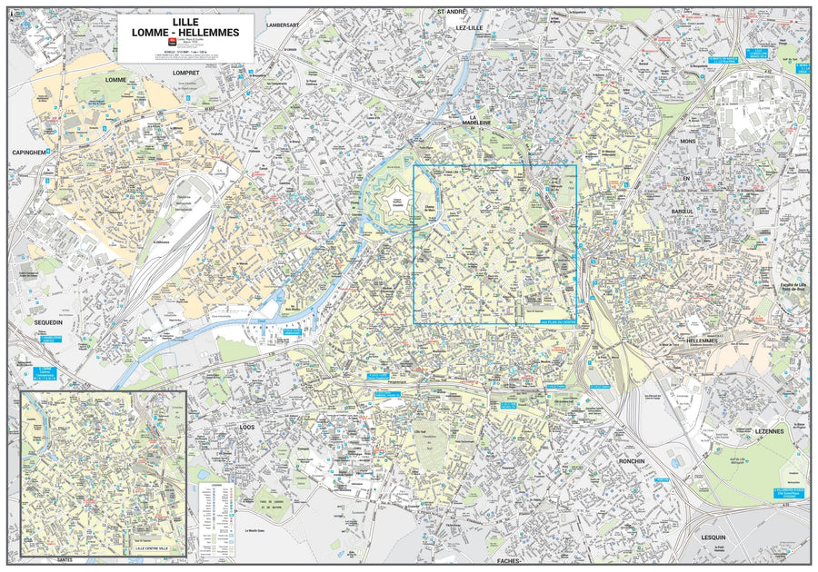 Poster de ville - Lille (105 x 70 cm) | Blay Foldex carte murale hors dimensions Blay Foldex 