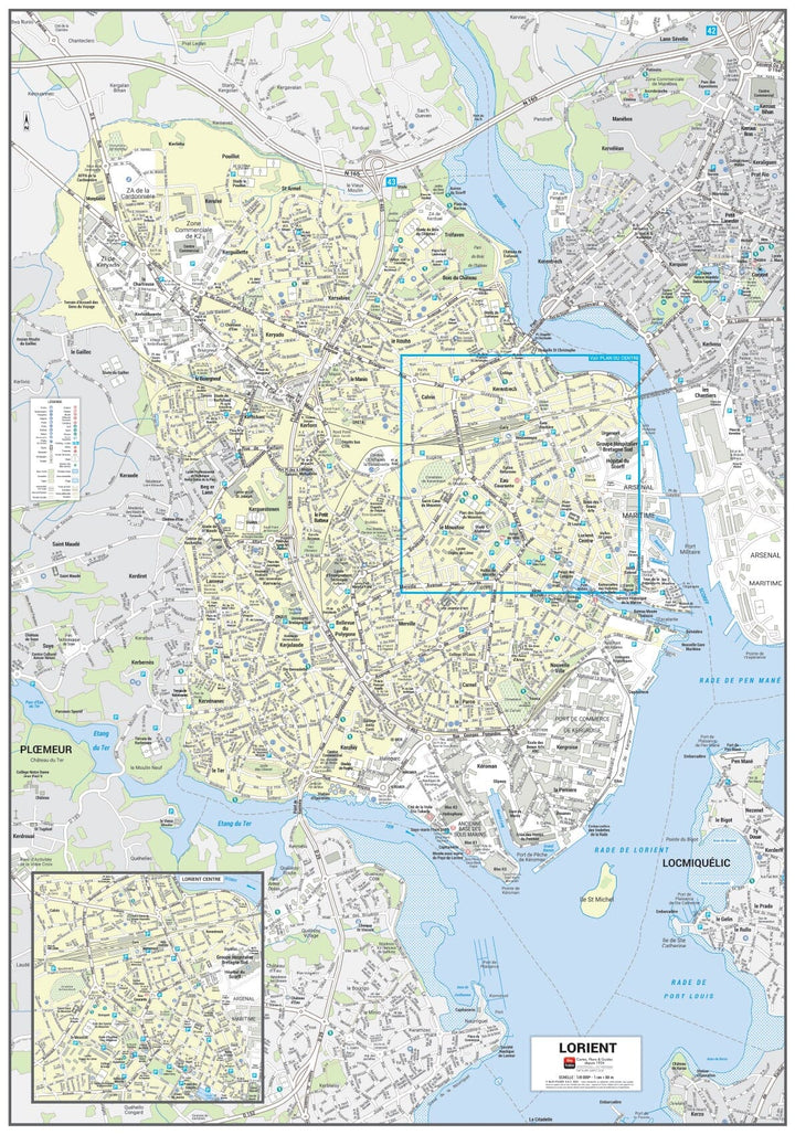 Poster de ville - Lorient (100 x 70 cm) | Blay Foldex carte murale hors dimensions Blay Foldex 