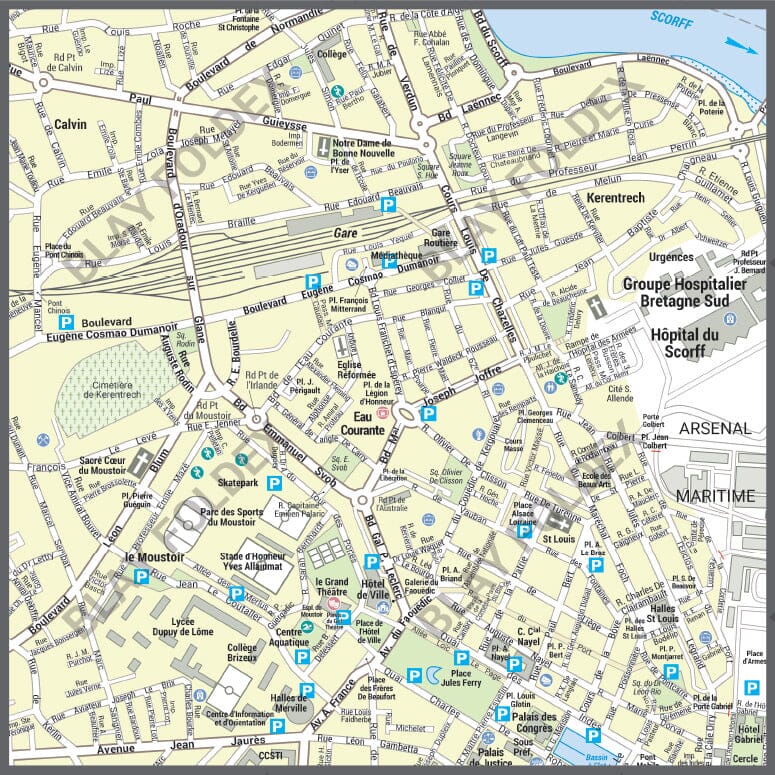 Poster de ville - Lorient (100 x 70 cm) | Blay Foldex carte murale hors dimensions Blay Foldex 