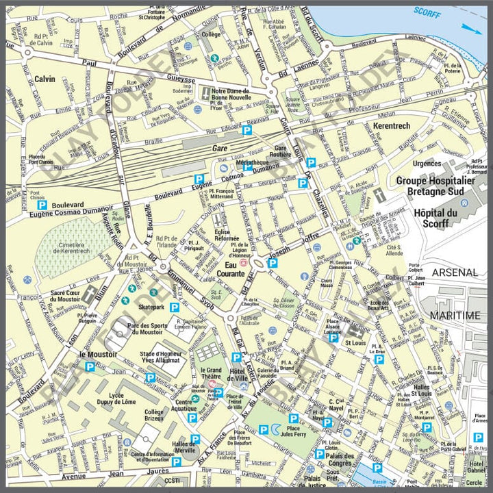 Poster de ville - Lorient (100 x 70 cm) | Blay Foldex carte murale hors dimensions Blay Foldex 