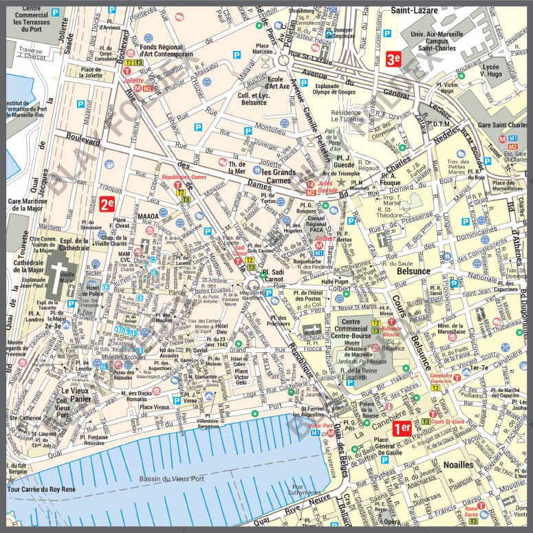 Poster de ville - Marseille (146 x 150 cm) | Blay Foldex carte murale hors dimensions Blay Foldex 