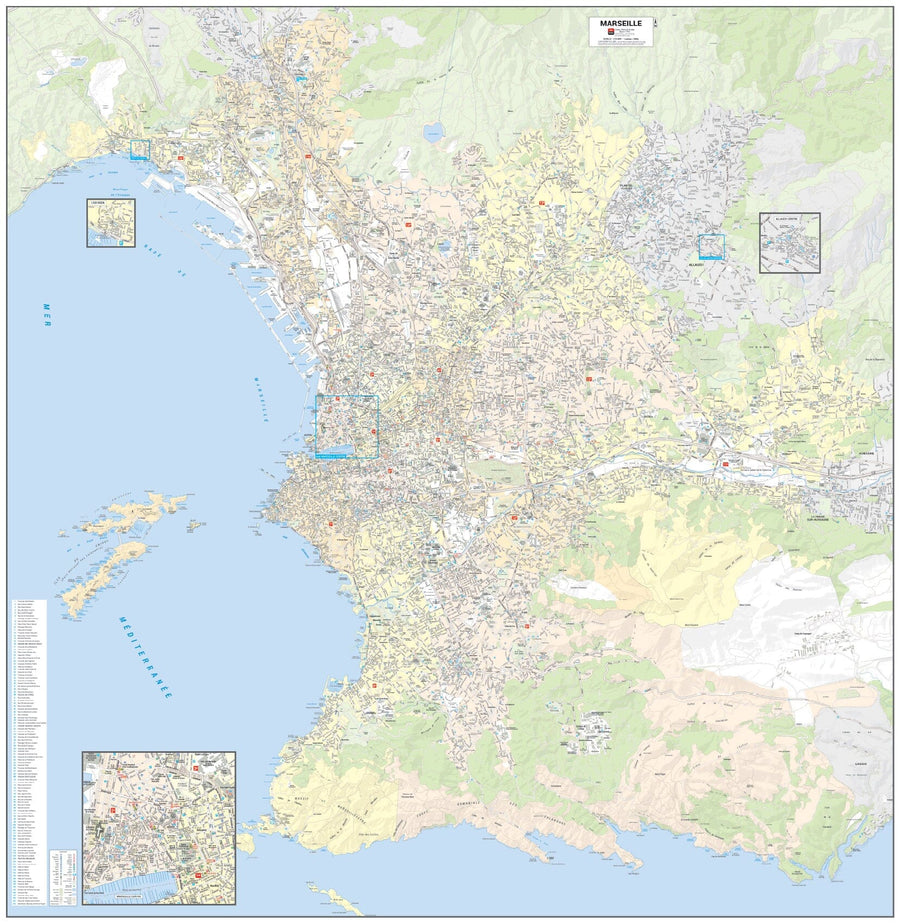 Poster de ville - Marseille (146 x 150 cm) | Blay Foldex carte murale hors dimensions Blay Foldex 