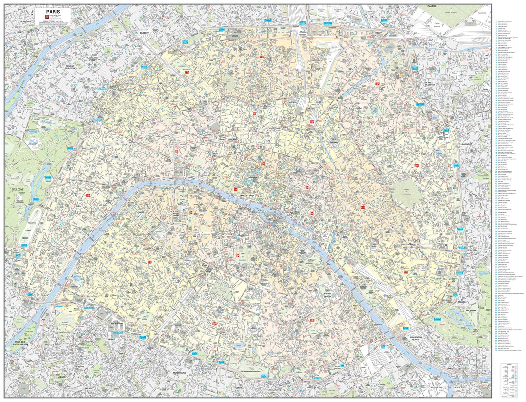 Poster de ville - Paris (140 x 107 cm) | Blay Foldex carte murale hors dimensions Blay Foldex 