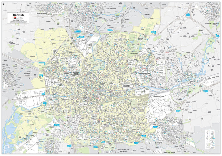 Poster de ville - Rennes (100 x 70 cm) | Blay Foldex carte murale hors dimensions Blay Foldex 