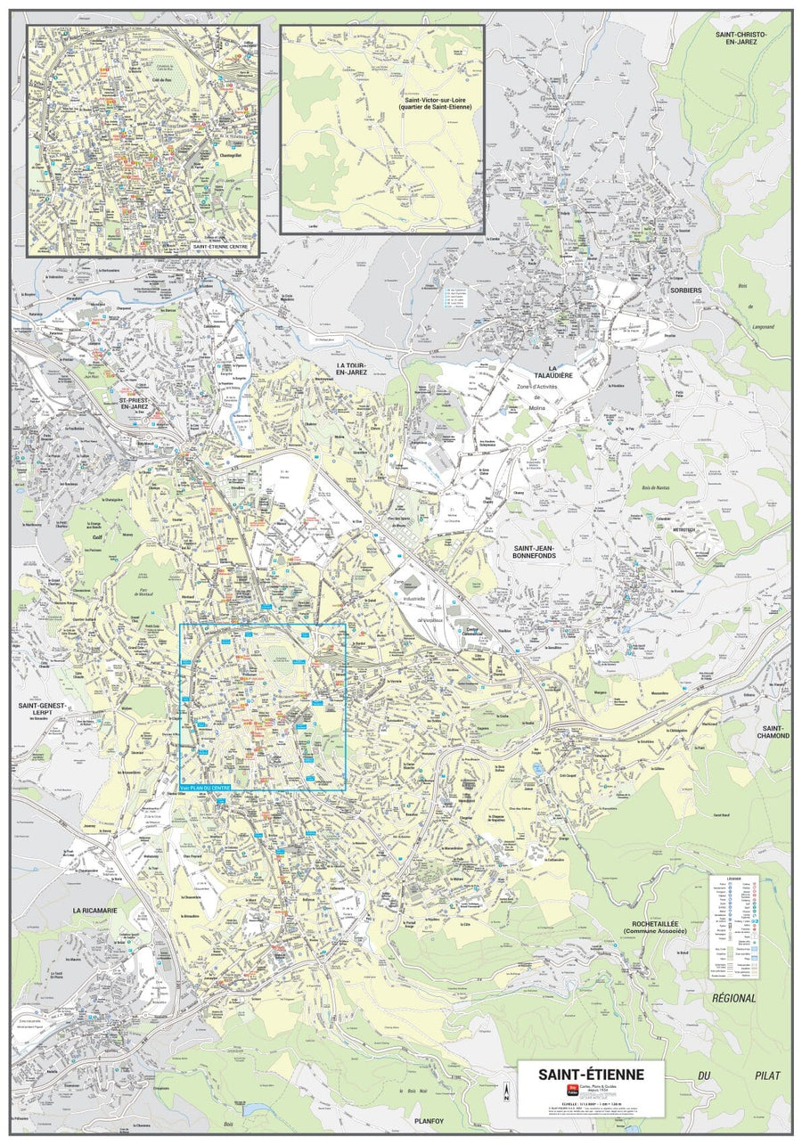Poster de ville - Saint-Étienne (70 x 100 cm) | Blay Foldex carte murale hors dimensions Blay Foldex 