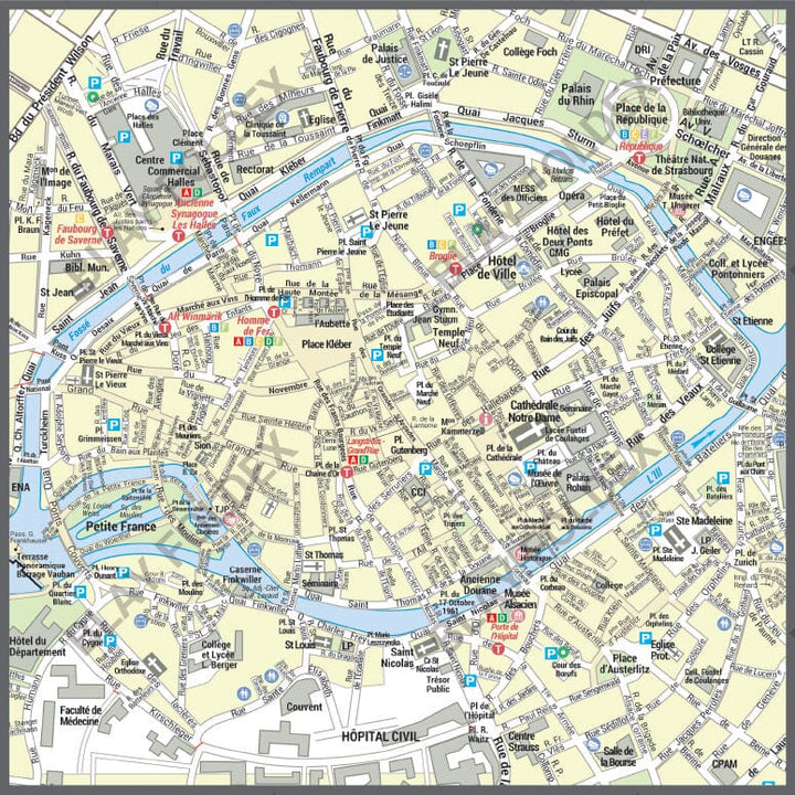 Poster de ville - Strasbourg (70 x 100 cm) | Blay Foldex carte murale hors dimensions Blay Foldex 