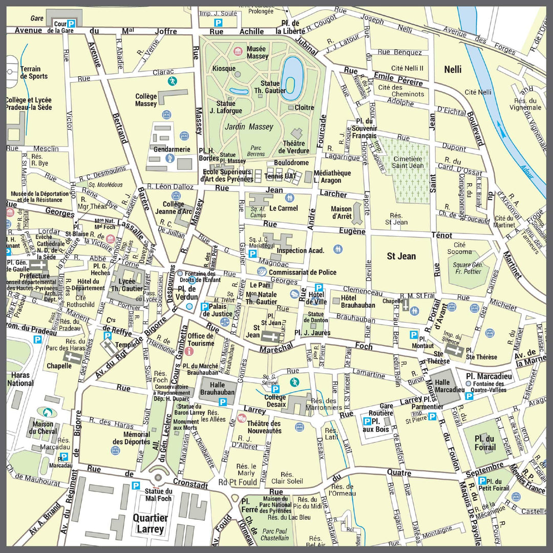 Poster de ville - Tarbes (70 x 100 cm) | Blay Foldex carte murale hors dimensions Blay Foldex 