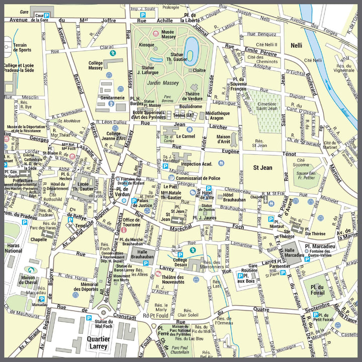 Poster de ville - Tarbes (70 x 100 cm) | Blay Foldex carte murale hors dimensions Blay Foldex 