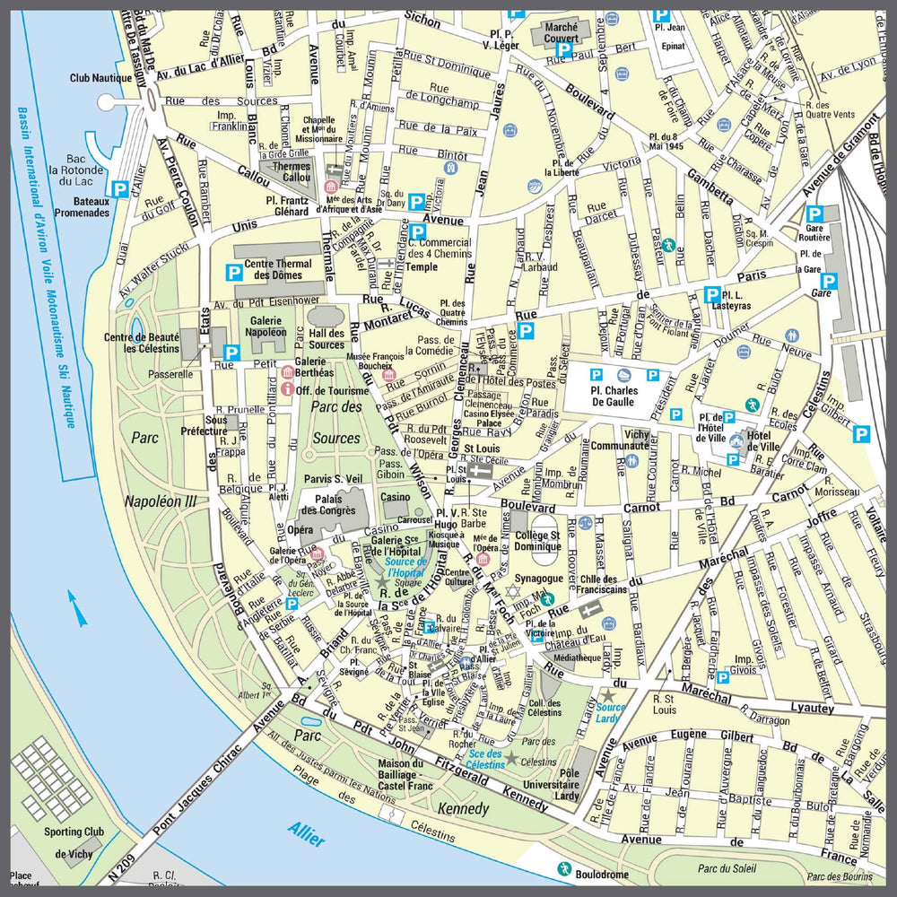 Poster de ville - Vichy (70 x 100 cm) | Blay Foldex carte murale hors dimensions Blay Foldex 