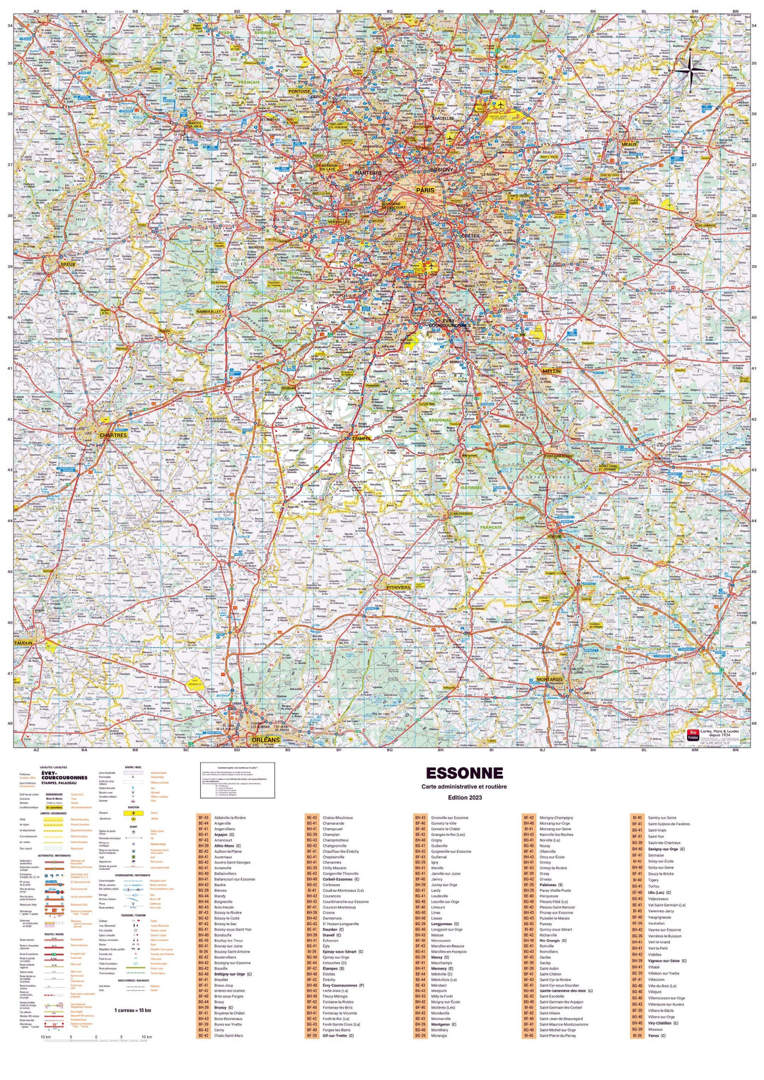 Poster - Essonne (119 x 85 cm) | Blay Foldex carte murale hors dimensions Blay Foldex 