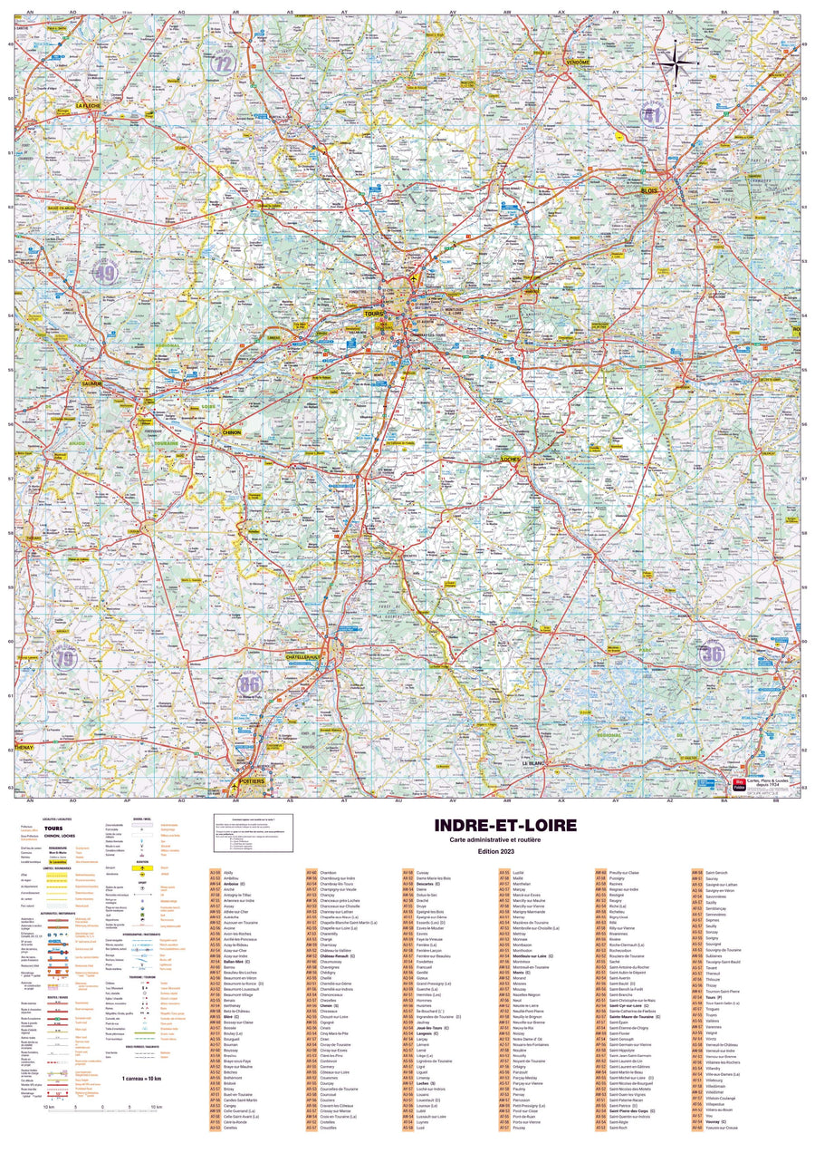Poster - Indre-et-Loire (119 x 85 cm) | Blay Foldex carte murale hors dimensions Blay Foldex 