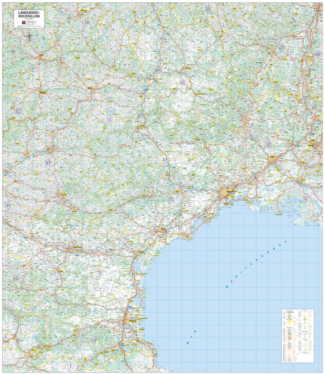 Poster - Languedoc-Roussillon (151 × 131 cm) | Blay Foldex carte murale hors dimensions Blay Foldex 