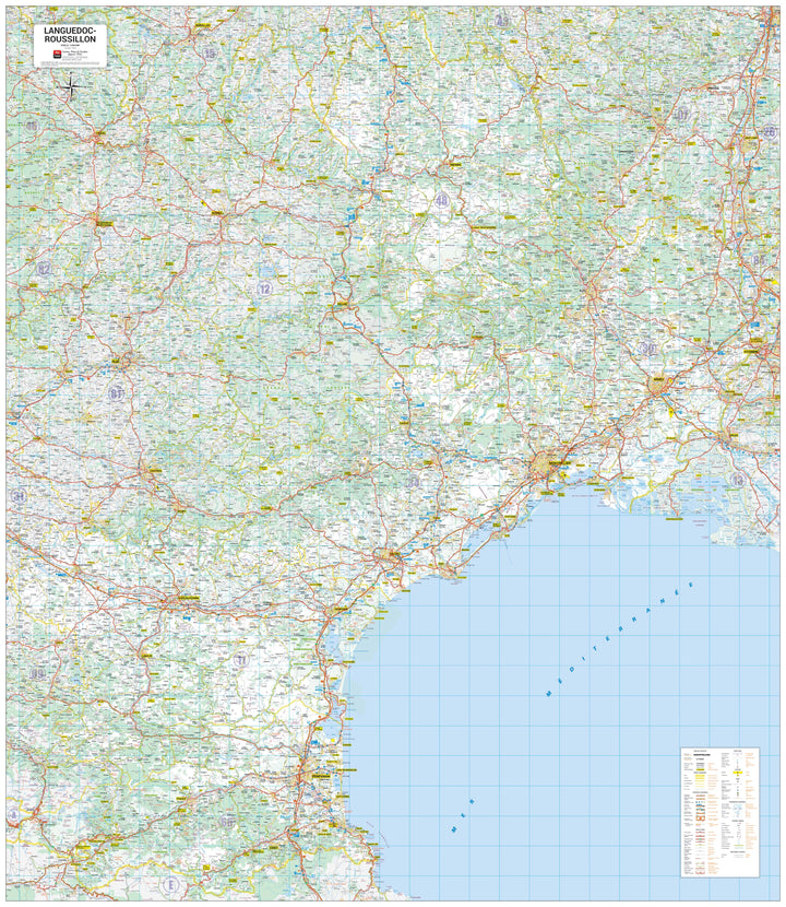 Poster - Languedoc-Roussillon (151 × 131 cm) | Blay Foldex carte murale hors dimensions Blay Foldex 