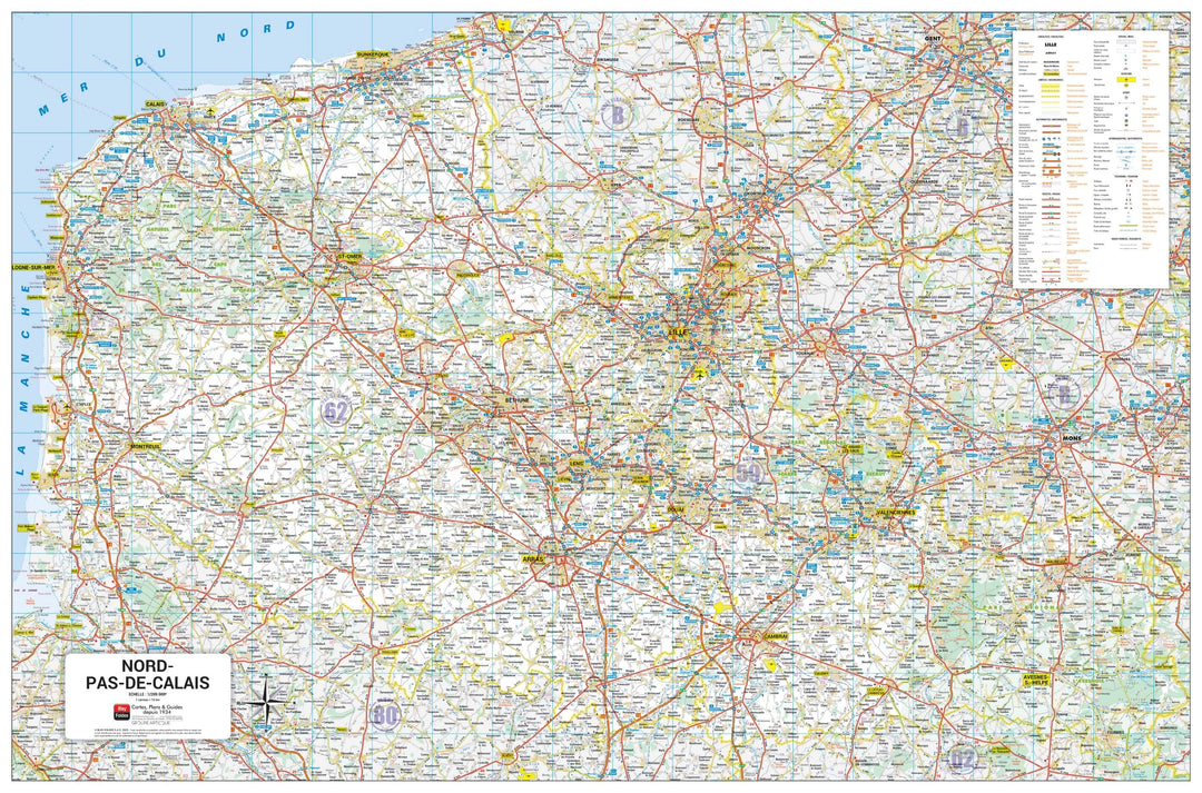 Poster - Nord-Pas-de-Calais (100 × 68 cm) | Blay Foldex carte murale hors dimensions Blay Foldex 