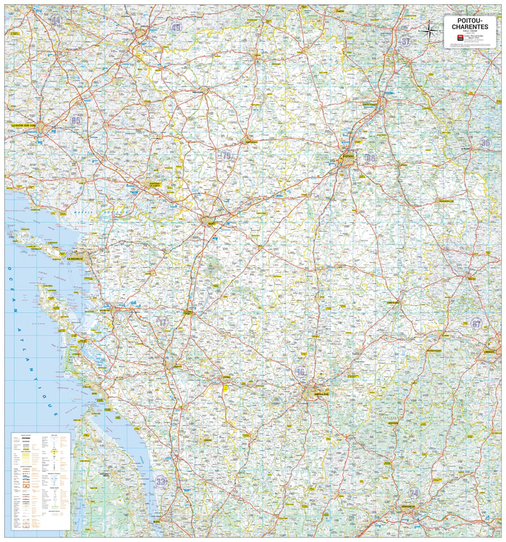 Poster - Poitou-Charentes (100 × 120 cm) | Blay Foldex carte murale hors dimensions Blay Foldex 
