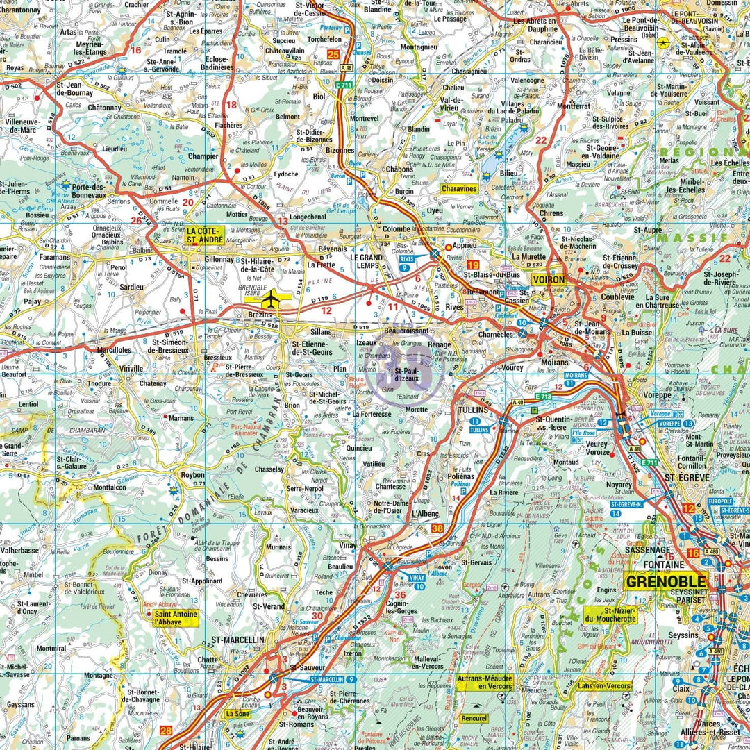 Poster - Rhône-Alpes (140 × 137 cm) | Blay Foldex carte murale hors dimensions Blay Foldex 