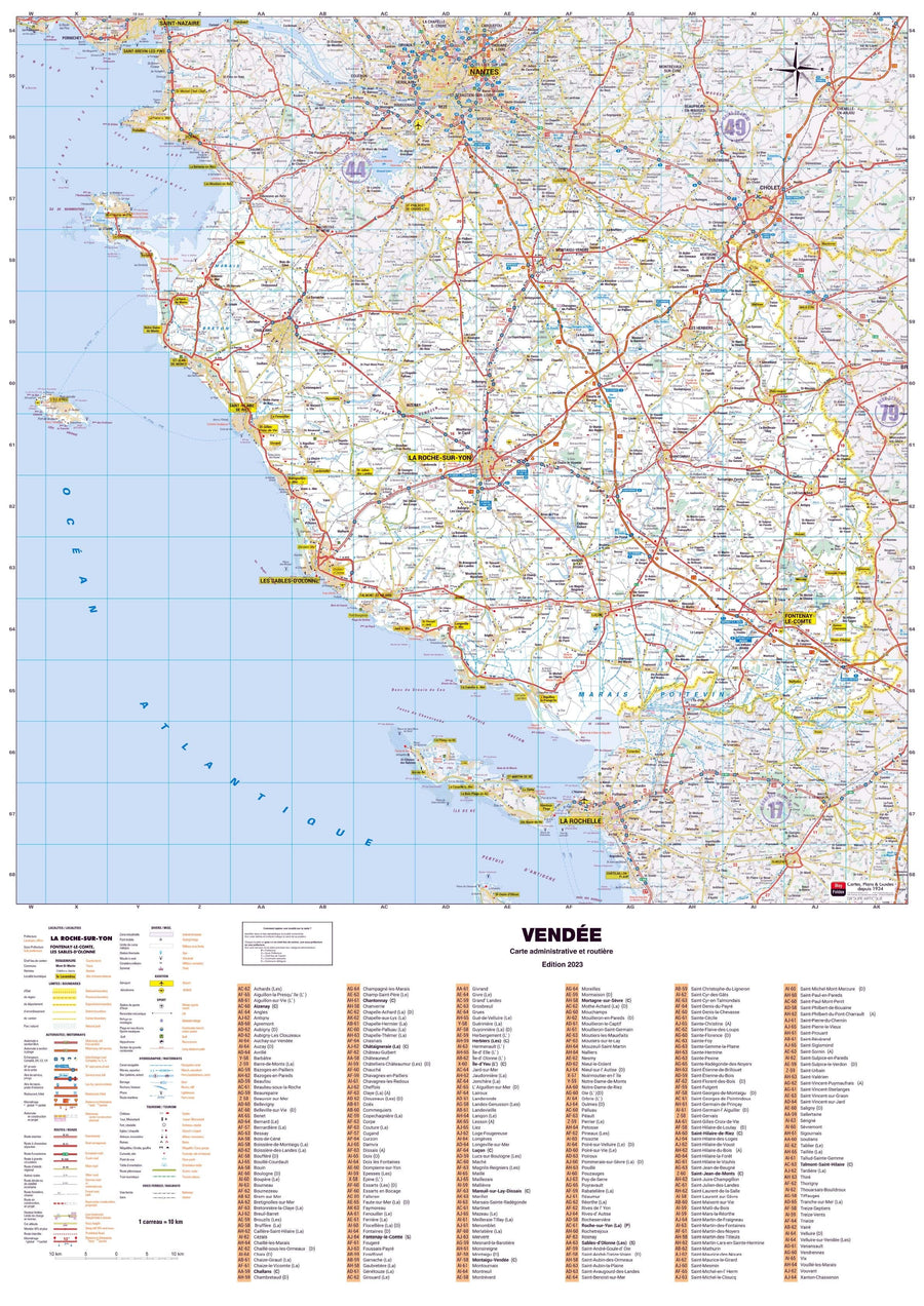 Poster - Vendée (119 x 85 cm) | Blay Foldex carte murale hors dimensions Blay Foldex 
