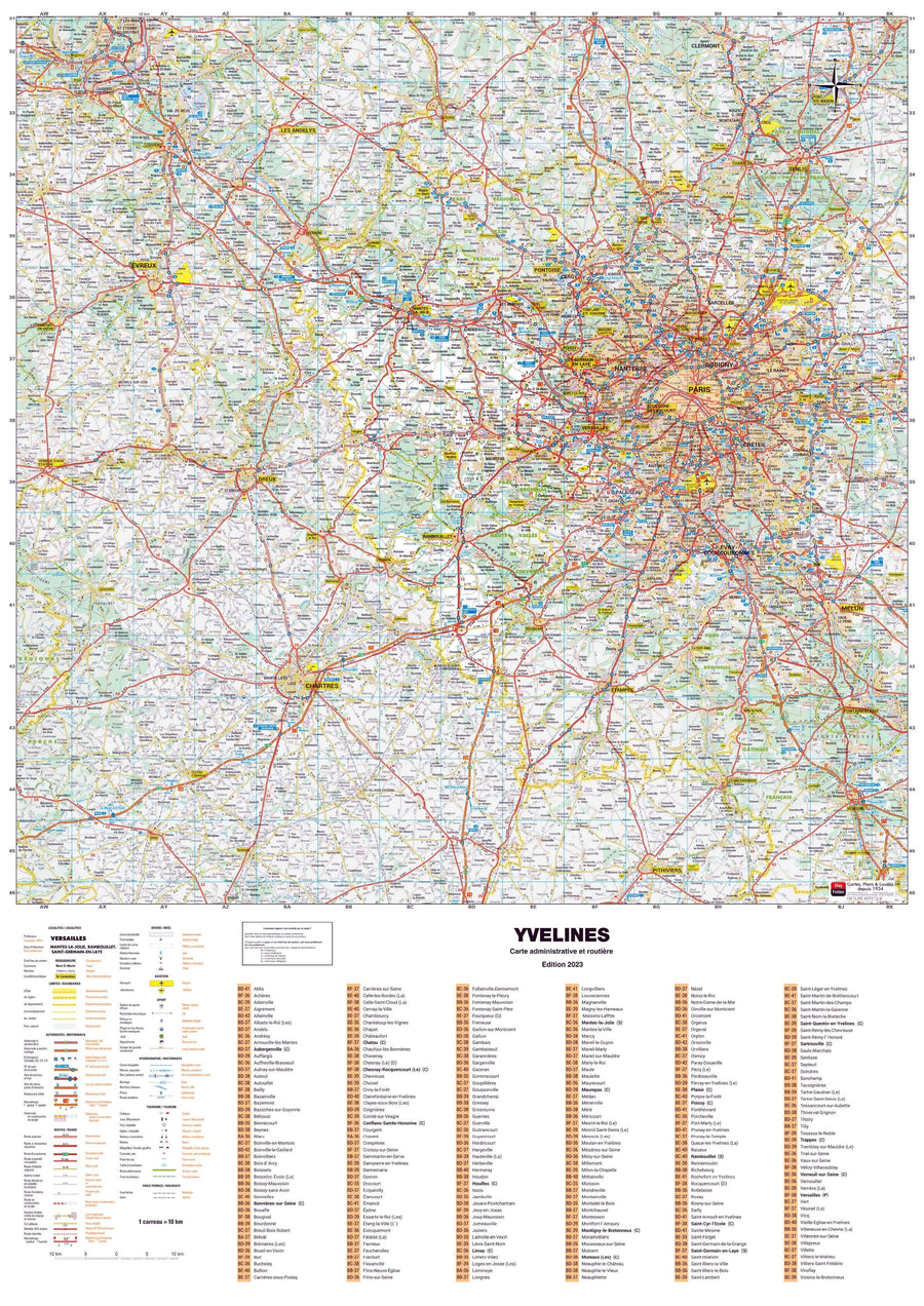 Poster - Yvelines (119 x 85 cm) | Blay Foldex carte murale hors dimensions Blay Foldex 