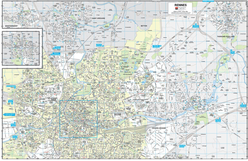 Rennes - Plan de ville grand format | Blay Foldex carte pliée Blay Foldex 